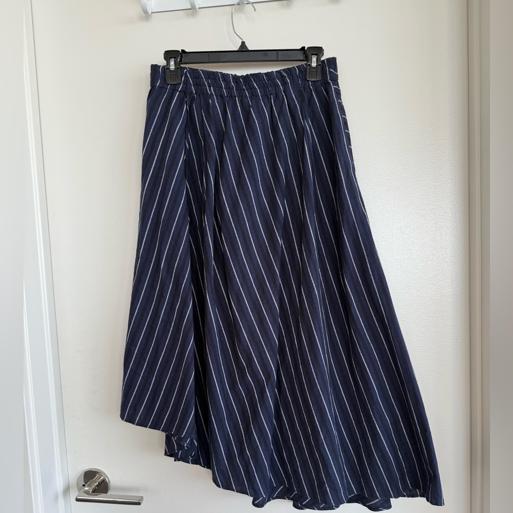 NWT Apiece Apart Rene Midi Skirt - Navy Stripe Size Small